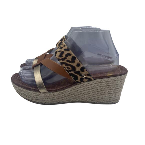 Sam Edelman Raleigh Leopard Print Espradrille Wedge Platform Sandals Womens 8 - Picture 1 of 8